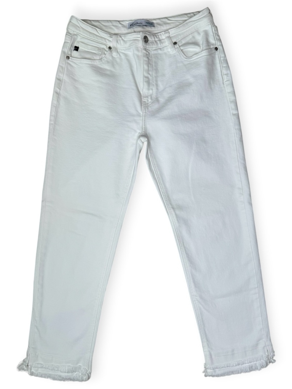 Kancan Jeans by Maurices White Denim Straight Leg Sz 29 Raw Hem